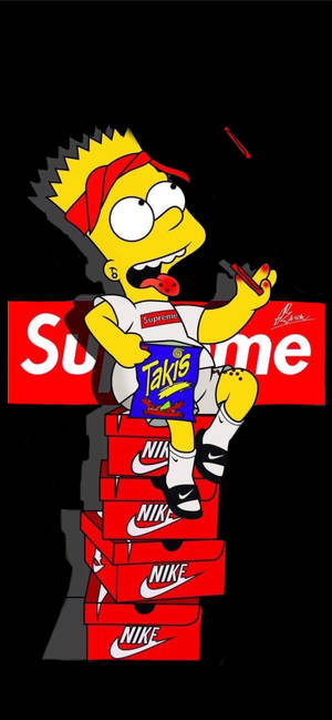 Bart Simpson Rooi Supreme — Galaxy S25 FE Muurpapier