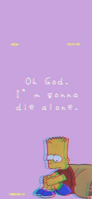Bart Simpsons hartseer aanhalings-agtergrond — iPhone 14 Muurpapier