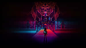 Neonstad-agtergrond — Neon stad Muurpapier