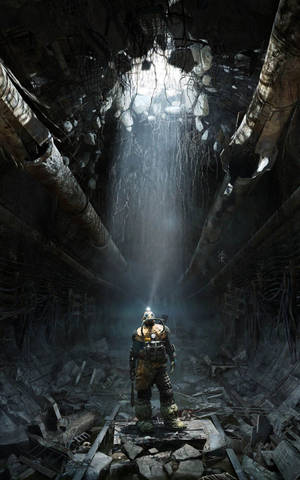 Beskadigde Tonnel in Metro Exodus agtergrond — Redmi Pad Muurpapier
