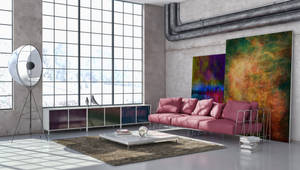 Betonafwerking sitkamer muurpapier — Pro Display XDR Muurpapier