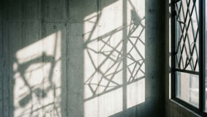 Abstrakte skadupatrone op 'n wit betonmuur, artistiek en modern. — Wit estetiese Muurpapier