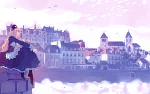Betowerende Anime-toneel in 'n Mistieke Woud — Pragtige anime Muurpapier