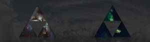 Sterrestelsel triforce simbool dubbelskerm agtergrond. — 5120x1440 Muurpapier
