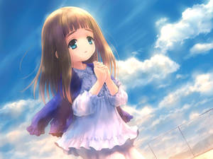 Biddende anime kind agtergrond — Anime kinders Muurpapier