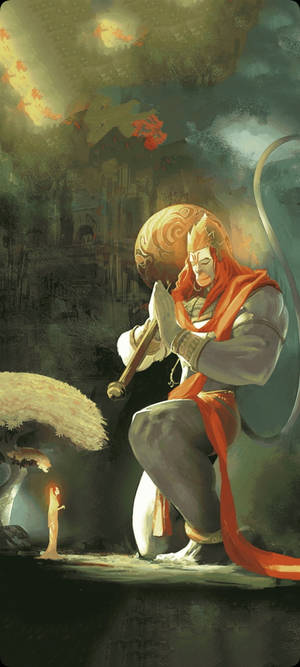 Biddende Hindoe God Hanuman Foon — iPhone 16 Plus Muurpapier