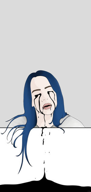 Billie Eilish hartseer tekening muurpapier — iPhone Air Muurpapier