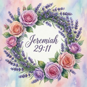Waterverf-blomkrans met Jeremia 29:11-agtergrond — Pixel Watch 4 Muurpapier