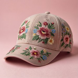 Snapback met blom borduurwerk op pastel pienk — Tecno Phantom V Flip2 Muurpapier