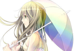 Blonde meisie anime 4k agtergrond