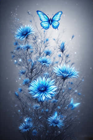 blou blomme, gloeiende skoenlappers, vektorkuns, pragtig, agtergrond, Natuur, Magiese Agtergrond — iPhone 4 Muurpapier