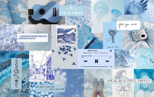 Blou Collage-foto's van Pinterest vir Skootrekenaar