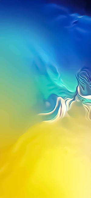 Blou en geel Galaxy S10-agtergrond — iPhone 12 Pro Max Muurpapier