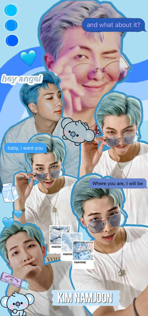 Blou Bts Rm Oulik — iPhone 17 Muurpapier
