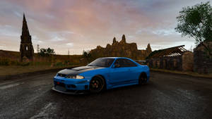 Blou JDM-motors buite — Jdm Cars Muurpapier