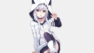 Anime Girl Hoodie prente — Snoesige anime meisie Muurpapier