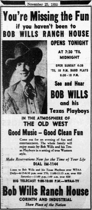 Bob Wills and the Texas Playboys – Vintage Koerant — Nubia A77 Muurpapier