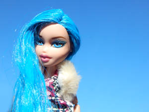 Bratz-estetiek in Blou-blomrok-agtergrond — Feetjie estetiek Muurpapier