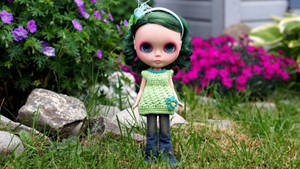 Bratz-estetika met groen hare agtergrond — Bratz esteties Muurpapier