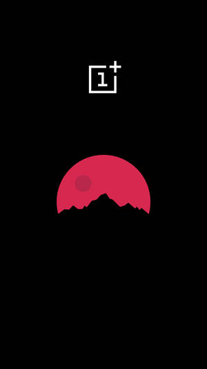 AMOLED-agtergrond van pienk maan en OneLogo-logo op swart agtergrond.