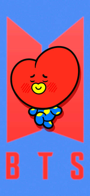 BT21 Tata Op BTS-logo agtergrond — iPhone 14 Plus Muurpapier