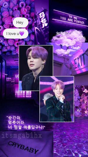 BTS Estetiese Jimin Pers Fanart — Bruin estetiese GIF Muurpapier