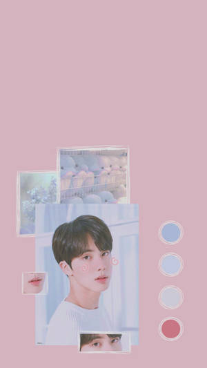 BTS Estetiese Jin Op Pienk — Bts esteties Muurpapier