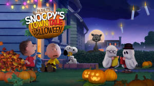 Charlie Brown en Peanuts-groep Halloween-agtergrond