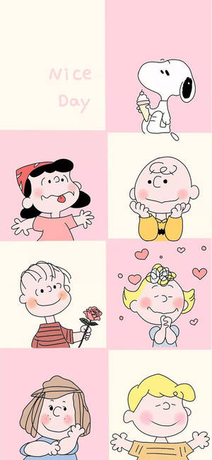 Charlie Brown en vriende mooi dag agtergrond — iPhone 17 Muurpapier