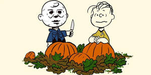 Charlie Brown en Linus Halloween-kuns-agtergrond — Grusige halloween Muurpapier