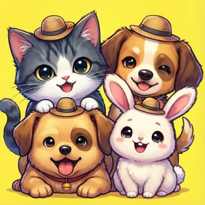 Oulike chibi anime diere in hoede. — Motorola Razr 2026 Muurpapier