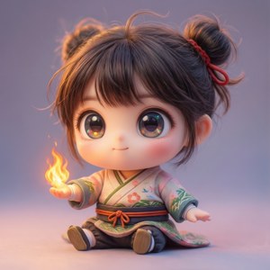 Chibi weergawe van Maki Oze wat oulik is. — Pixel Watch Muurpapier