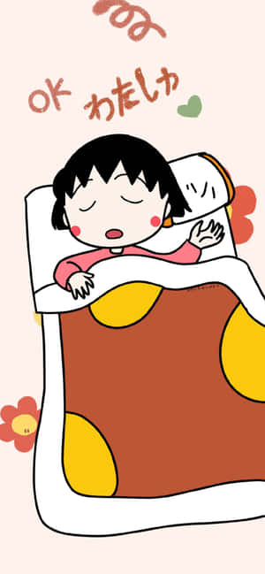 Chibi Maruko Chan-agtergrond — ZTE Blade V80 Pro Muurpapier