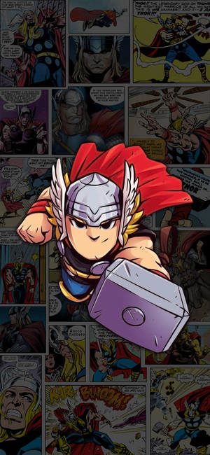 Chibi Thor strokiesprent agtergrond — iPhone Air Muurpapier