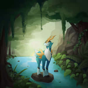 Cobalion op 'n Klip — Anime landskap GIF Muurpapier