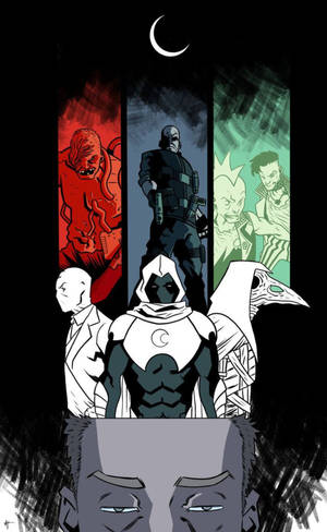 Collage Moon Knight Foon-agtergrond. — Galaxy Tab Muurpapier