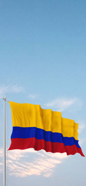 Colombia-vlag in die Lug-agtergrond — iPhone 16e Muurpapier