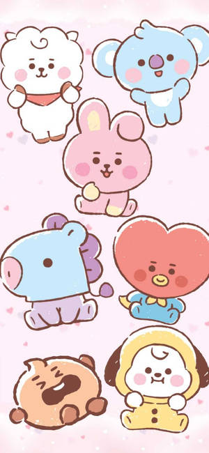Cooky Bt21 met Line Friends muurpapier — iPhone 16 Muurpapier