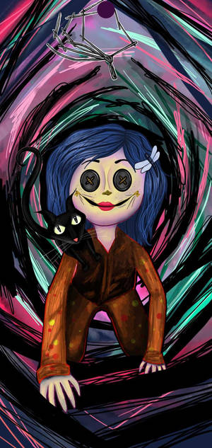 Coraline Digitale Kuns-agtergrond. — iPhone 18 Pro Max Muurpapier
