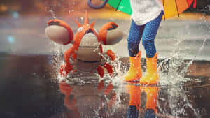 Corphish spat in plasse saam met kind — Pokémon Muurpapier