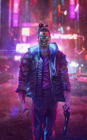 Cyberpunk Manlike Android Huursoldaat — Xiaomi Pad Mini Muurpapier