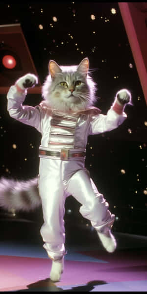 Dansende Ruimtevaarder Kat.jpg — Dansende kat Muurpapier