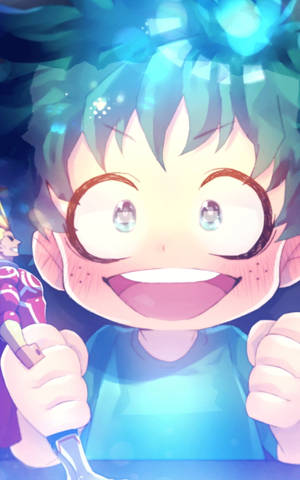 Deku Oulike Spotprentgesig — Moto Pad 60 Neo Muurpapier