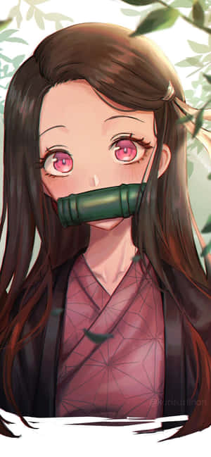 Demon Slayer Anime Meisie Oulike Nezuko Portret — Tecno Spark Go 3 Pro Muurpapier