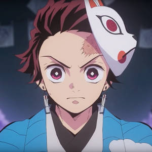 Demon slayer-masker Tanjiro-portret-agtergrond — Rui Demon Slayer Muurpapier