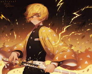 Demon Slayer Nagtelike Zenitsu — Demon slayer zenitsu Muurpapier