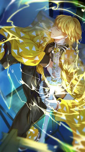 Demon Slayer Zenitsu Swaard Swirl — Demon slayer zenitsu Muurpapier
