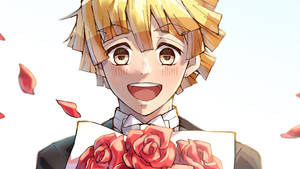 Demon Slayer Zenitsu Rose — Demon slayer zenitsu Muurpapier