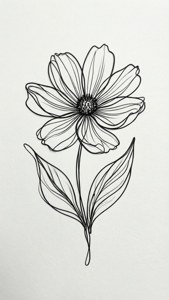 Minimalistiese swart deurlopende lyn blom op wit. — iPhone 5 Muurpapier