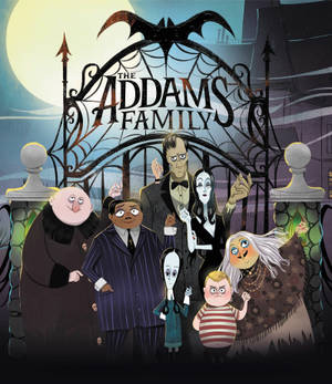 Die Addams Familie Spotprent Illustrasie agtergrond — Galaxy Z Vou Muurpapier